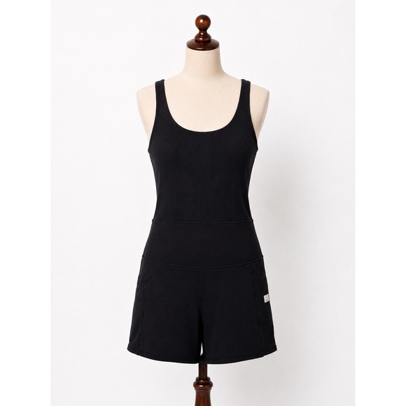 Vuori Pants - Vuori Studio Romper Black Ribbed Athletic One Piece Shorts Style VW397 Womens M